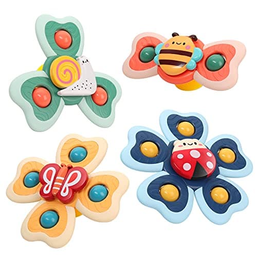 Vanmor Baby Suction Cup Spinning Top Toys, Spinner Toys for Babies-4pcs