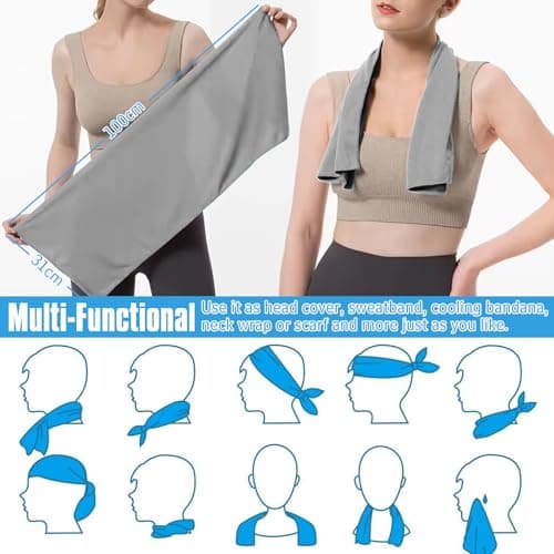VAKKI Cooling Towel, Ice Cold Sports Sweat Towels for Instant Relief Perfect Coolings Scarf Neck,Forehead, Wristband, Bandana, Stay Cool from Over Heating During All Kinds of Sport and Exercise — view 5