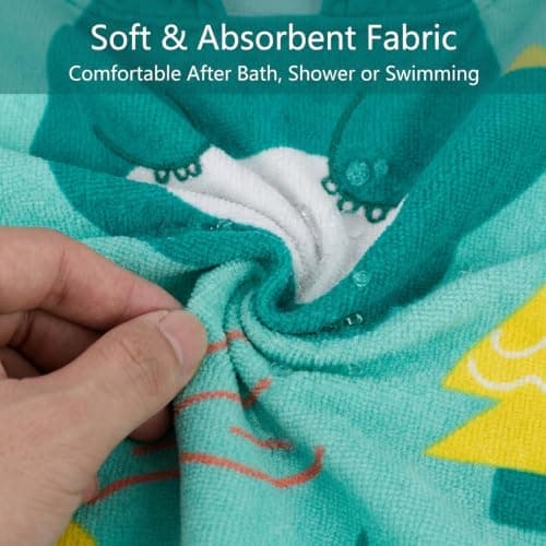 Bebamour Baby Hooded Towel, Wearable Bath Towel for Boys & Girls, Soft Absorbent Toddler Bathrobe Poncho with Hood, Quick Dry Baby Towel for Newborns & Children 0-6 Years, 60 x 65 cm, Dino — view 5