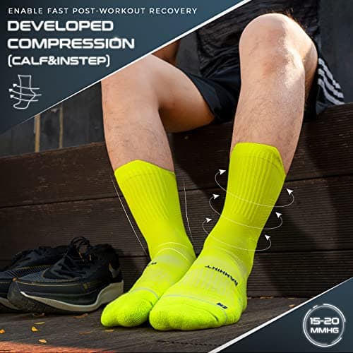 Rahhint Coolmax 3 Pack Compression Running Socks Men Women Anti Blister Socks Walking Socks with TAB Design, Compression Zone, Venting Mesh Network and Arch Support，Multicolour 3-5 — view 4
