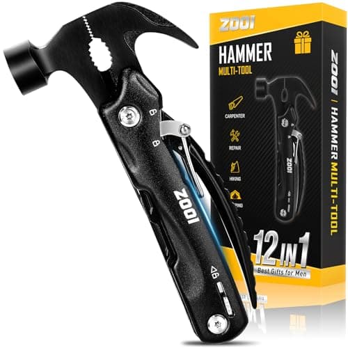 ZOOI Gifts for Men Women, Birthday Gift for Men Dad Presents for Mens Gift s for Him, Gadget Dad Gifts for Men Who Have Everything, 12 in 1 Hammer Multi Tool, Camping Accessories