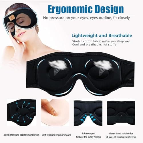 YiYunTE Sleep Headphone, Headband Headphone, Bluetooth Sleep mask Headphone — view 4