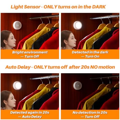 STAR-SPANGLED 3.1” LED Motion Sensor Light Indoor AA Battery, 3 Pack White — view 4