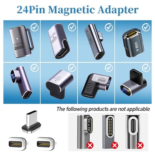 IVIVTOR USB C Magnetic Adapter - 3 Pieces USB-C Magnetic Adapter Head - TPY C Magnetic Plug Connector for 24 Pin Magnetic USB — view 2