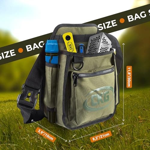 CKG Metal Detecting Finds Bag Waist Digger Pouch Tools Bag for Pinpointer, Metal Detecting Pouch Portable Multifunctional for Metal Detector Accessories, Green — view 3