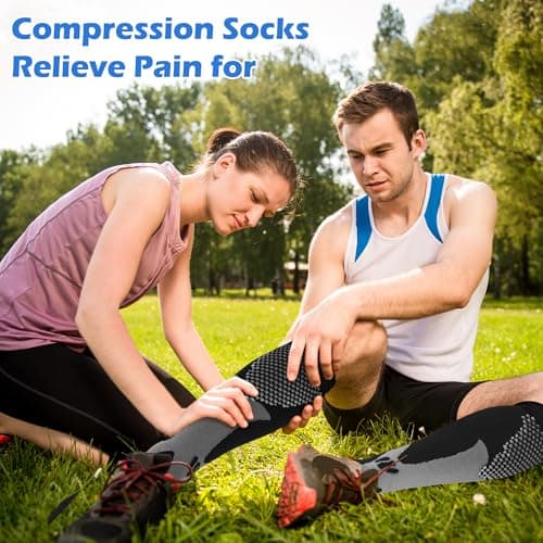 FEISIGE 3 Pairs Compression Socks, 20-30 mmHg Circulation Support - Ideal Compression Stockings for Running, Nursing, Flight, and Travel - Knee-High Varicose Veins Socks (Size: L/XL) — view 6