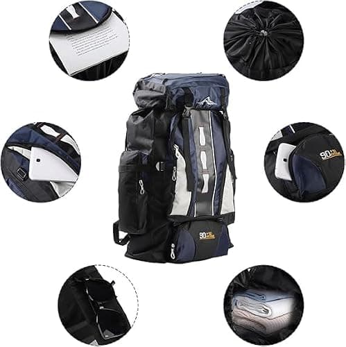 LN COZY CORNER 100L Internal Frame Backpack, Waterproof Hiking Camping Backpack, Large Capacity Travel Rucksack with Adjustable Straps & Breathable Back Support for Trekking — view 3