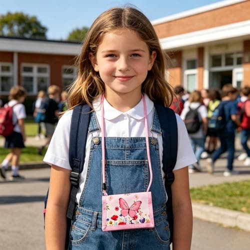 DXPETA Wallet Girl, 5-Piece Wallet Set with Light Pink Butterfly Design, Kids Wallet Girl, Compact Purse for Girls with Secure Compartments, Stylish Accessory for Everyday Use ﻿ — view 5