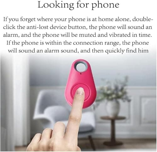 Wireless Bluetooth 4.0 Key Finder, Smart Keychain Bluetooth GPS Rechargeable Key Finder, Wireless Locator and GPS Integration, Bluetooth Tracker for Kids Phone Car Wallet Luggage Pet (Pink) — view 6