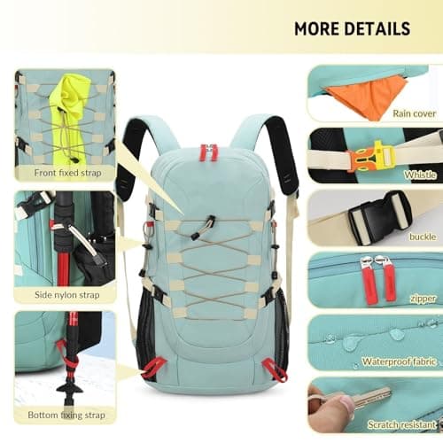 GAOJUNAN Hiking Rucksack Bag 40L Hiking Backpack With Rain Cover Outdoor Sport Travel Bag For Camping Climbing Outdoor Climbing Touring(Turquoise) — view 4
