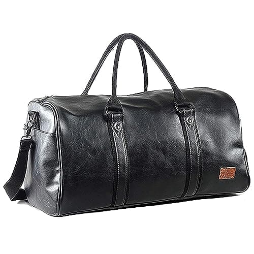 seyfocnia Travel Duffel Bag, Overnight Weekend Bag with Shoe Compartment Carry On Hand Luggage Bags Large Holdall Bags for Men (Black)