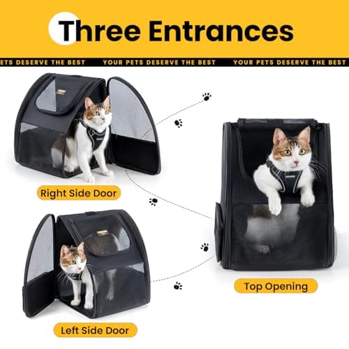 Conlun Cat Backpack Carrier for Small Dogs and Cats Fit Up to 7kg,Small Dog Backpack,Expandable & Foldable with 3-Side Mesh Windows,Pet Carrier for Travel & Hiking Friendly,Black — view 3