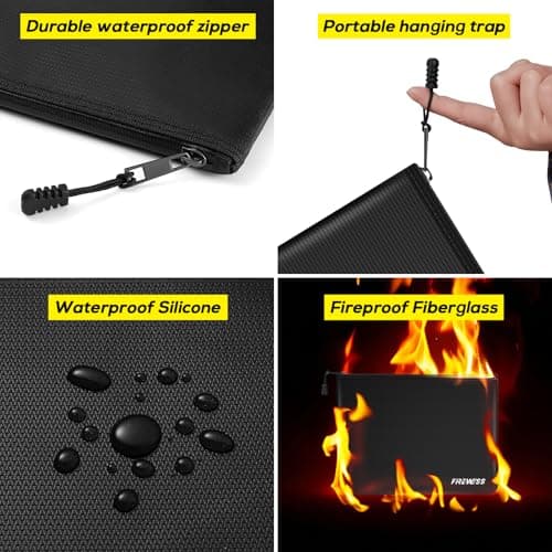 Fireproof Document Bag - 2 Pack 34cm x 25cm and 28cm x 15cm Non-Itchy Fireproof Money Bag, Waterproof Zipper Holder for Valuables, Fire & Water Resistant Safe Pouch for File,Cash,Passport,Keys — view 3