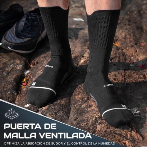 Rahhint Coolmax 3 Pack Compression Running Socks Men Women Anti Blister Socks Walking Socks with TAB Design, Compression Zone, Venting Mesh Network and Arch Support，Black 8-12 — view 3