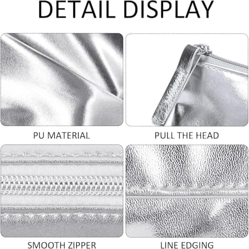 Small Coin Purses for Women, Pu Leather Women Wallet, Pu Leather Wallet with Zipper, Simple, Stylish, Waterproof and Portable, for Womon Girl (Silver) — view 4