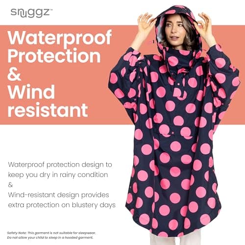 Snuggz Adult Polka Dot Rain Poncho, Lightweight Waterproof Hooded Rain Coat — view 5