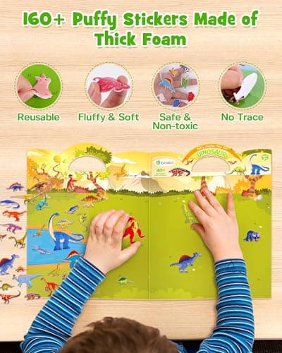 D-FantiX 3D Puffy Sticker Reusable Sticker Books for Kids Ages 3-8 — view 4