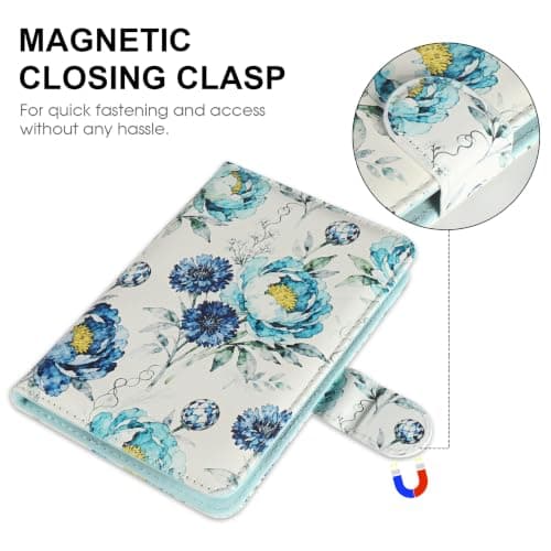 HoYiXi Universal Case For 6 inch eReader,Compatible with Kindle/Kobo Clara HD/Kobo Clara 2E/Paperwhite/PocketBook/Tolino eReader,with HandStrap/Kickstand, Cover Case for 6'' eReaders,Blue Rose — view 3