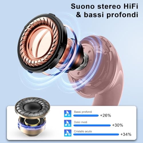 AOSRAU Wireless Earbuds, Bluetooth 5.3 Mini Headphones, Noise Cancelling Mic, Waterproof, Rose Gold — view 5