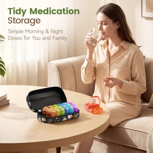 Serfeymi Weekly Pill Boxes Organiser 7 Day 2 Times a Day Tablet Organiser — view 6