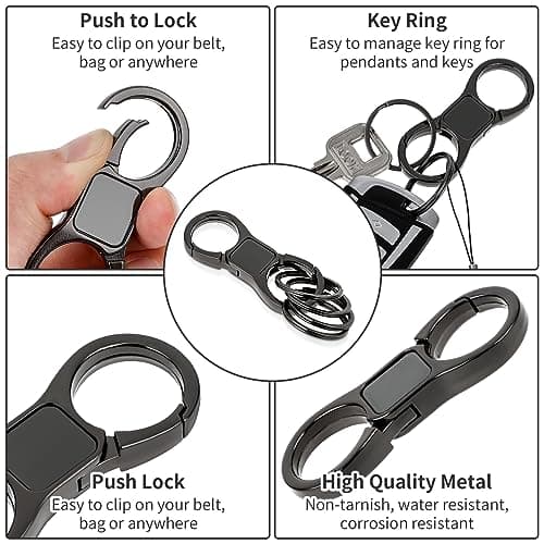 Thinp 2 Sets Key Chains for Car Keys, Detachable Key Ring Quick Release Keychain with 4 Key Rings Heavy Duty Car Key Organizer Key Chain Holder Clip for Men and Women — view 3