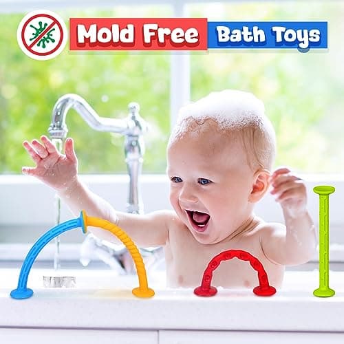 Multi-Textured Sensory Suction Bath Toys: 8pcs No Mold Slicone Bath Toys — view 4