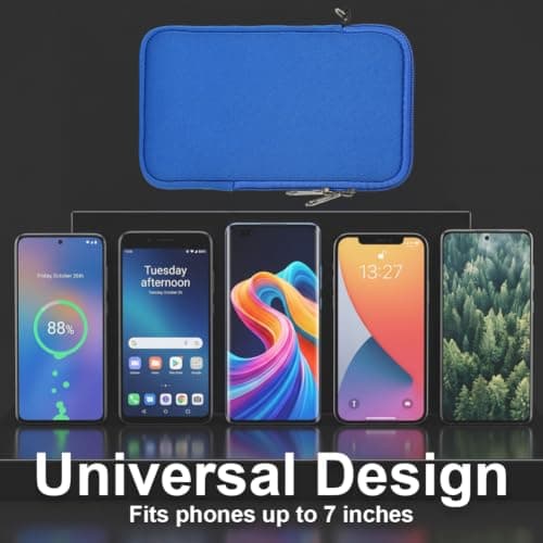 AOOSA Phone Sock, Universal Neoprene Shockproof Pouch Sleeve Case, Blue — view 4