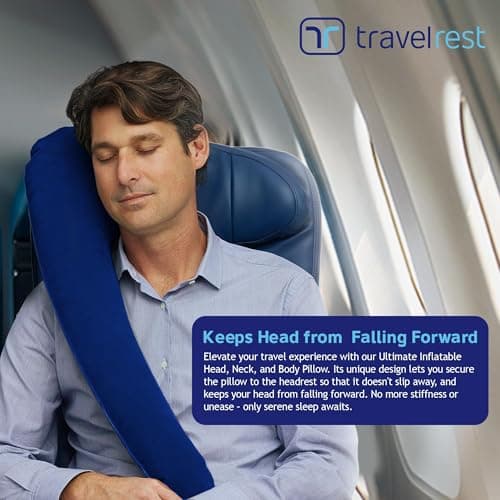 TRAVELREST Ultimate Neck and Body Support Pillow Travel Essential, Blue — view 2