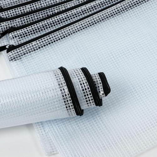 Vicloon Plastic Wallets, 15Pcs A3 A4 A5 Plastic Pockets Zipper File Wallet, Zip Lock Bags Mesh Document Wallet Document Folders for School Office Homework Travel Storage Bags (Black Zipper) — view 5