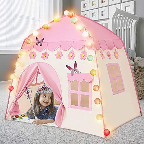 Labeol Princess Castle Play Tent Large Kids Play House for Indoor and Outdoor with Cotton Ball Lights Crown Magic Wand Safety Non-toxic Great Gift for Girls 130 * 100 * 130 — view 5