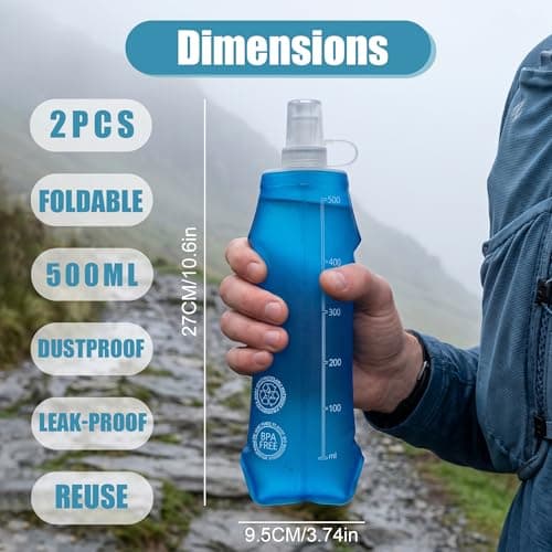 2PCS 500ml Soft Flask Water Bottles, Lightweight Leakproof BPA-Free Bottle — view 2
