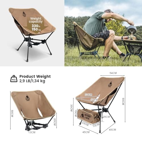 OneTigris TIGERBLADE Camping Chair, Lightweight Folding Backpacking Hiking Chair, Compact Portable 330 lbs Capacity — view 3