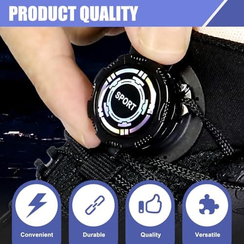 Lotnery Automatic Twist Laces Knob Style Automatic Buckle - Elastic Shoelaces with Rotating Lock for Quick Adjustment Sneakers Running Shoes Casual Shoe Laces for Adults Kids — view 4