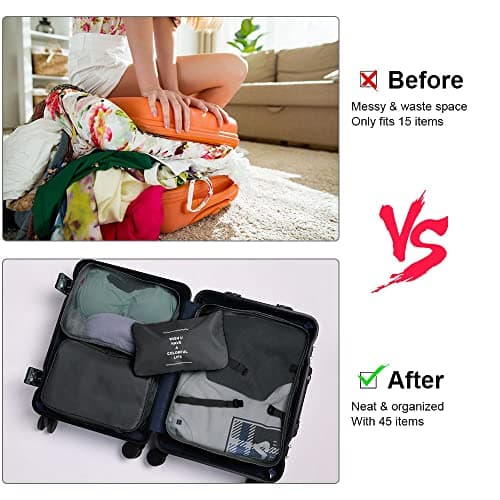 OSDUE Packing Cubes for Suitcases, 8 PCS Travel Luggage Packing Organizers Waterproof Travel Essentials Bag Accessories, Clothes Shoes Cosmetics Toiletries Storage Bags, Black — view 4