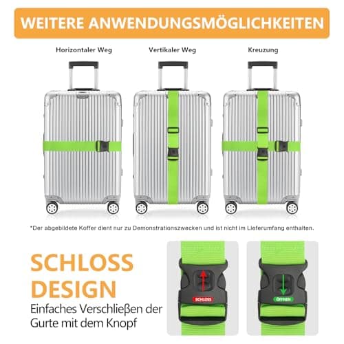 Set of 4 Luggage Straps for Travel Suitcase Luggage Strap Set (Orange + Blue + Green + Pink) — view 4