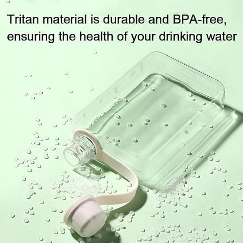 IDIDG Flat Water Bottle Travel Flask Portable 8.2 oz BPA Free Tritan Square Water Bottle Leakproof Slim for Purse Travel Pocket Sports Fitness (Blue, 8.2 OZ) — view 3