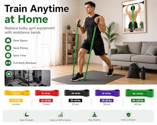 HSIULMY Resistance Bands Set for Pull Up Assist, 5 Levels Exercise Bands with Handles & Door Anchor, Heavy Duty Workout Bands for Strength Training, Home Gym Full Body Workout for Men Women — view 6