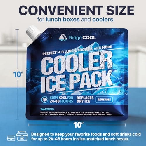 6 Pack Refillable Ice Packs for Cooler, Long Lasting Reusable Freezer Packs — view 5