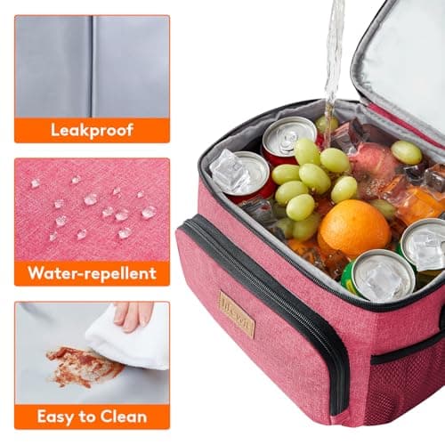 Lifewit 9L Insulated Lunch Bag for Men, Small Cool Bag for Lunch Box, Pink — view 5