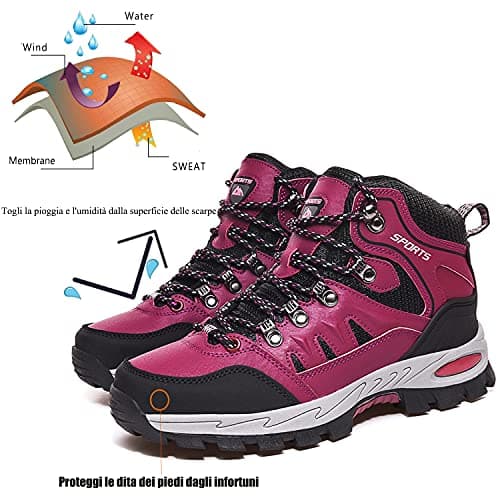 VTASQ Hiking Boots Mens Womens Waterproof Walking Shoes Trainers Outdoor Lightweight Camping Climbing Shoes Sneaker Rose red 3.5UK — view 4