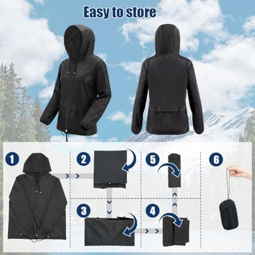 Vicloon Women's Lightweight Waterproof Rain Jacket, Hooded Breathable Packable Running Raincoats, Sun Protection Windproof Rain Jacket for Outdoor Hiking, Running, Cycling — view 3