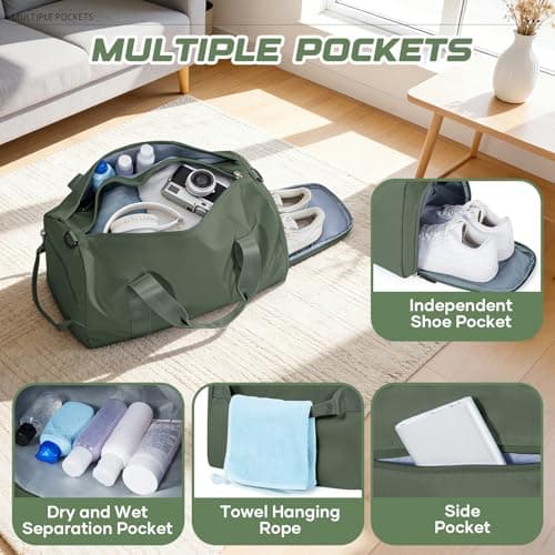 WEPLAN Gym Bag Womens Men Sports Duffle Bag Travel Duffel Bags Weekend — view 3