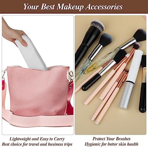 cobee Large Travel Makeup Brush Holder, Portable PU Makeup Organizer Zipper — view 4