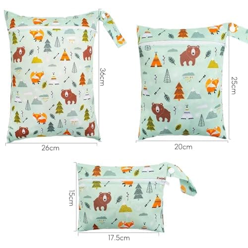 Wrbugukeji Wet Bag, 3 Pcs Reusable Cloth Diaper Bags, Waterproof Wet Dry Bags Reusable Wet Dry Bag with Zip for Clothes Storage Travel Beach Pool Gym Yoga — view 2