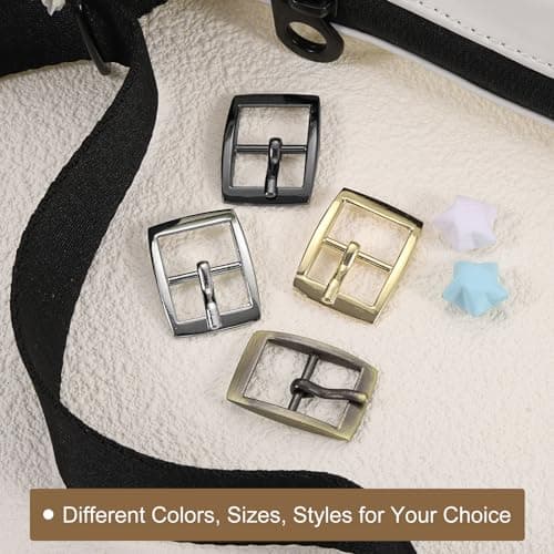 sourcing map Metal Roller Buckle, 4Pcs 0.63 Inch Single Prong Belt Buckle Square Center Bar Buckles for Leather Craft Accessories Belt, Silver — view 4