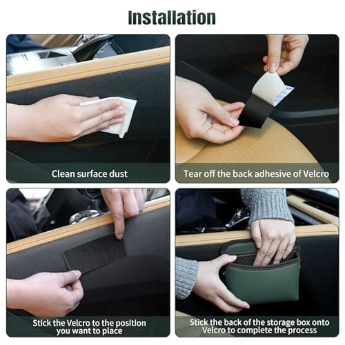 Qirc PU Leather Car Side Pocket Organizer, Universal Car Pocket Pouch Cell Phone Holder for Car, Car Seat Gap Filler Storage Accessories Organizer for Car Door, Console (Green) — view 4