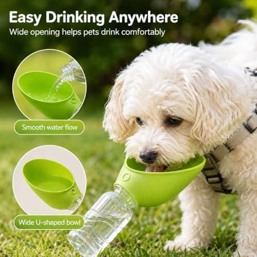 Dog Water Bottle Bowl 3 Pcs, Portable Pet Water Bowl Caps with Carry Straps, Silicone Travel Dog Water Dispenser Attachments for Walks, Hiking, Fits Standard Bottles (Bottle Not Included) — view 6