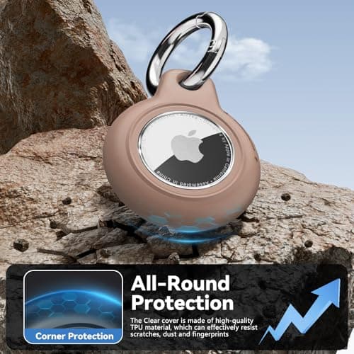 TNSNK for AirTag Holder Keyring, 1 Pack,Light Brown — view 5