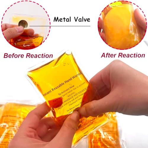 Reusable Pocket Hand Warmers, Click Activated Instant Heat Packs, Snap It Hot/Cold Gel Heating Pad for Pain Relief, Sore Muscles, Stiffness, Aches, Instant Hot Pad, Hot Compress (Middle Orange 5PCS) — view 2