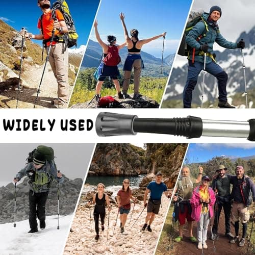 6-Pack Heavy Duty Walking Stick Tips - Reinforced Rubber Ferrules for Trekking Poles, Hiking Sticks & Canes - Universal Fit Non-Slip Replacement Caps — view 4